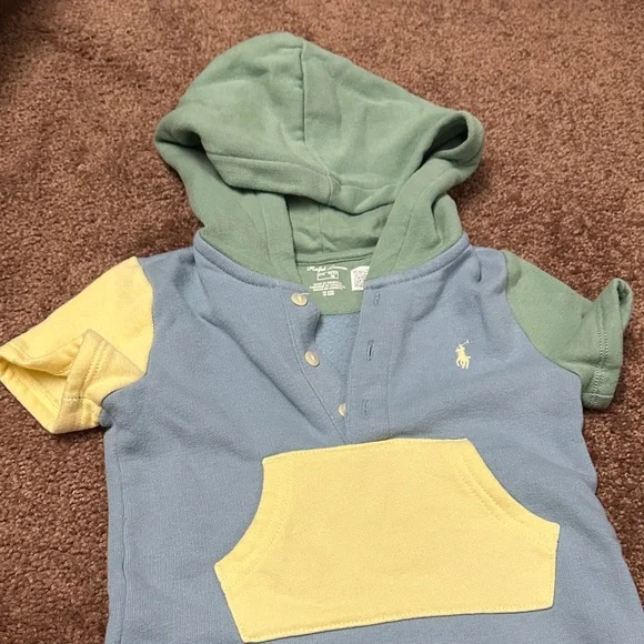 Ralph Lauren Green and Blue Baby Romper - Picture 3 of 4